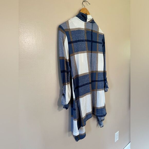 SALE! Blue New York Laundry Plaid Open Front Top Size M NWT - Picture 5 of 7